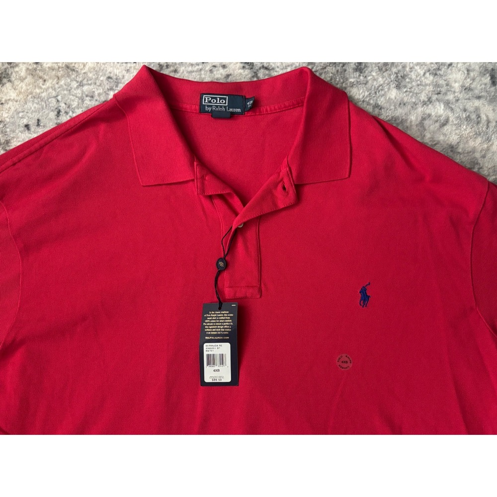 Polo Ralph Lauren Shirt Men 4XL Big Red Short Sleeve Pony‎ Short Sleeve 4XB NWT